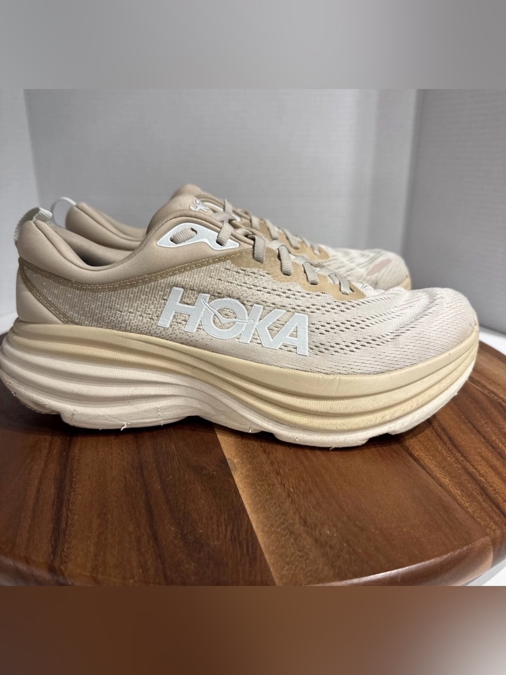 Hoka Women's Beige and Cream Athletic Running Shoes